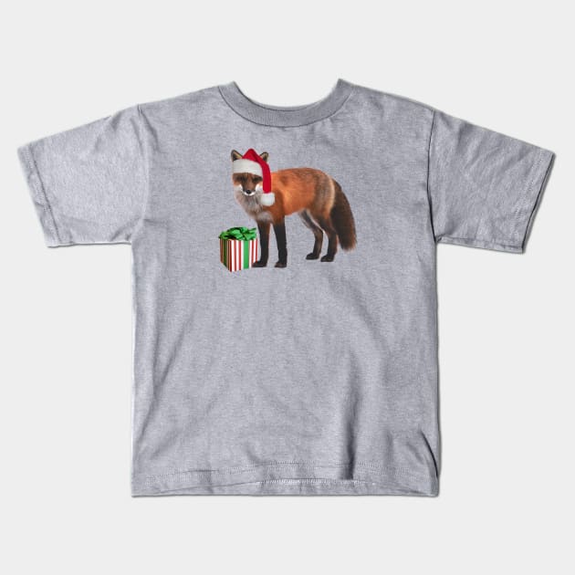 Xmas Fox Kids T-Shirt by Madblossom